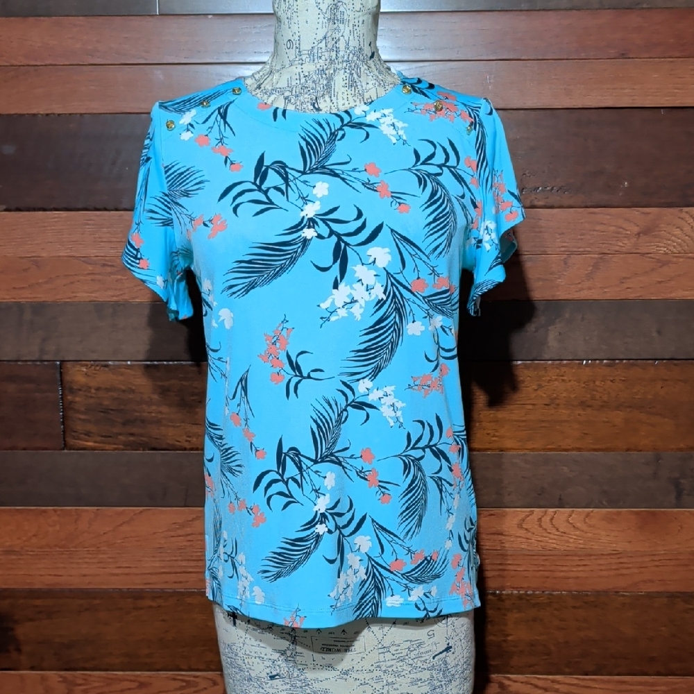 Liz Claiborne Floral Blue Women's Top